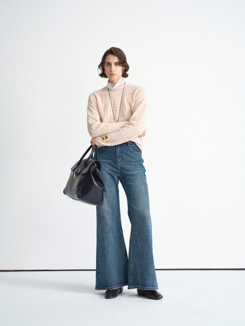 Ribbed Knit Long-Sleeve Top-Turtleneck